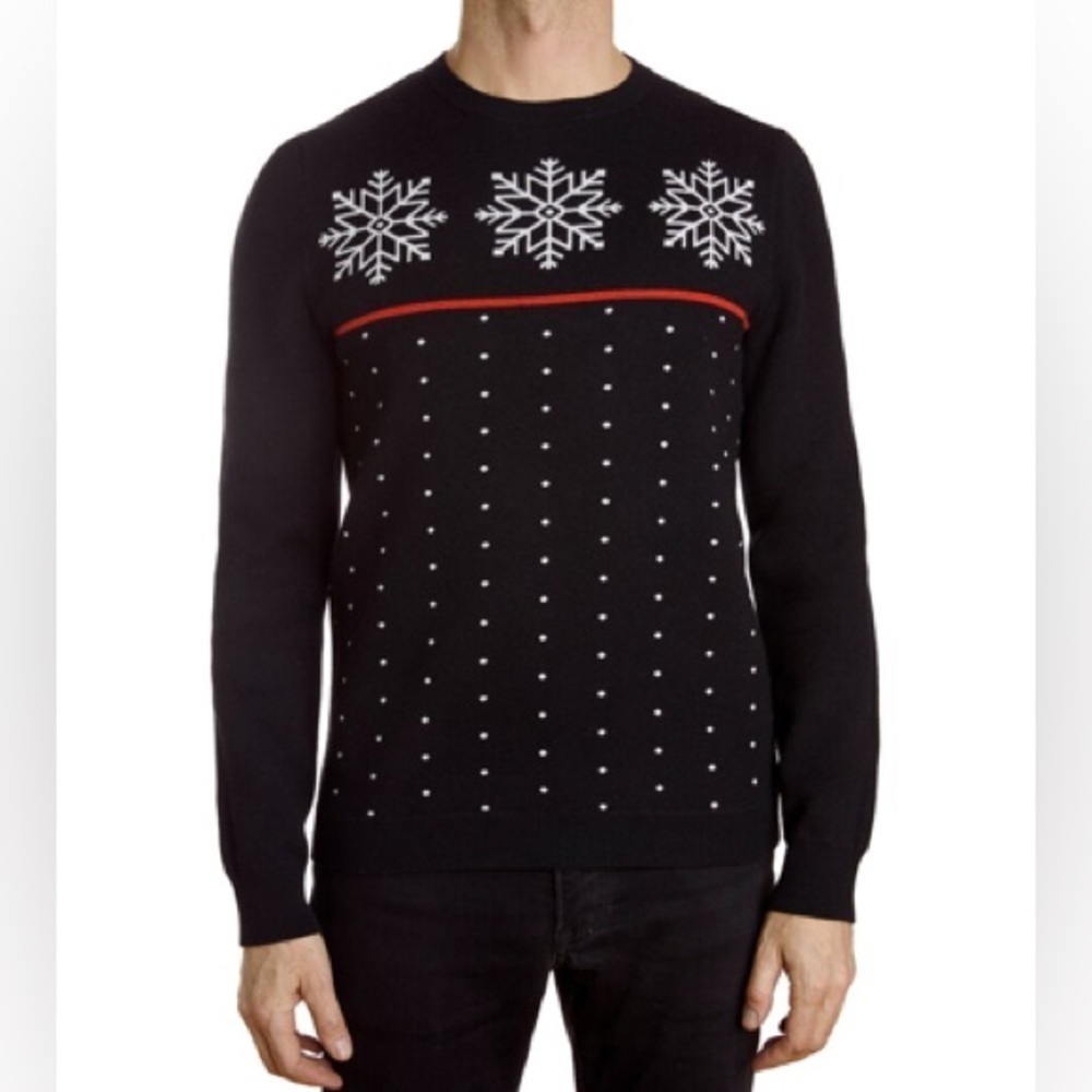 Paisley & Gray Slim Fit Men’s Snowflake Holiday Christmas sweater Black Large